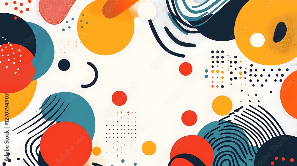 Poster Abstract design with circles and shapes, neutral background. Design for graphic art project