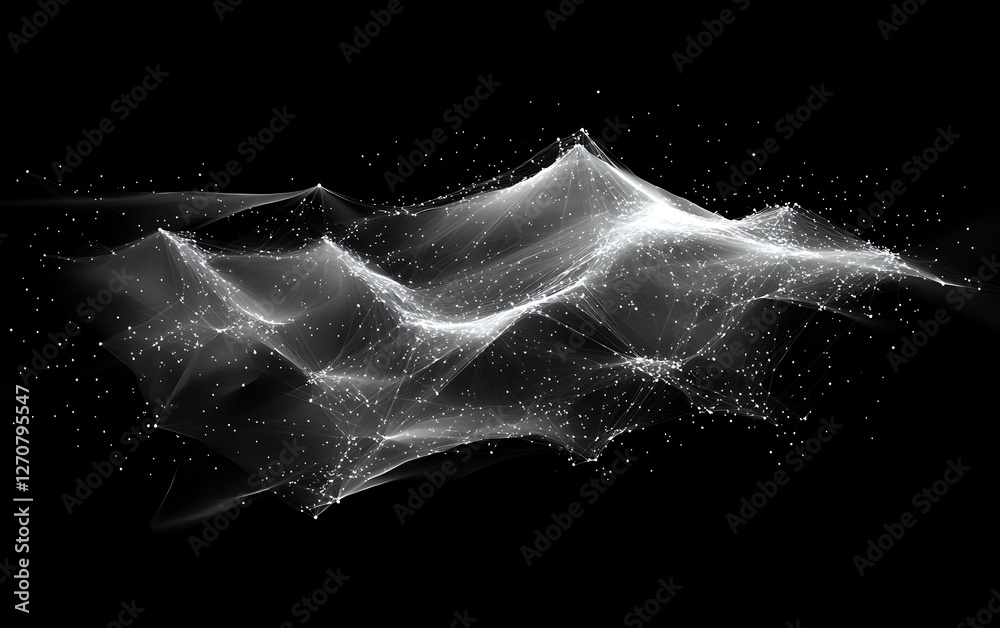 Fototapete Abstract data network structure. Ideal for visualizing connections and analysis in dark background