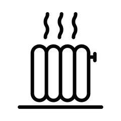 Obraz premium Minimalist heater radiator vector icon with steam. Editable stroke.