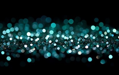 Sparkling teal beads adorn a dark surface, creating a magical, glittery texture for backdrops