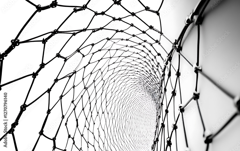 Aufkleber abstract view through the tunnel in white monochrome. patterned tunnel perspective