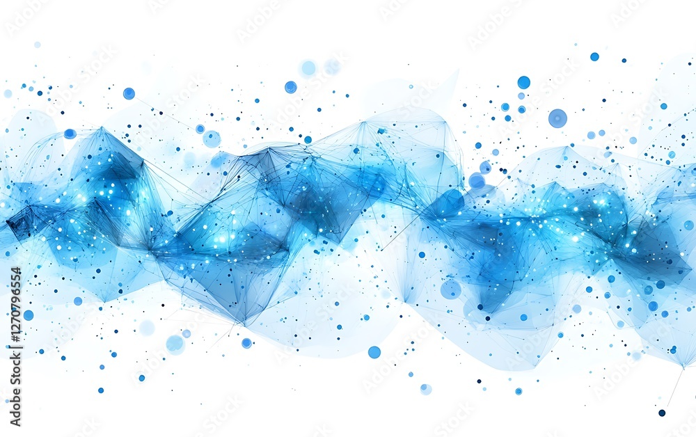 Leinwandbilder Abstract blue network graphic element with particle background. Possible for graphic design