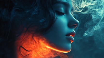 Emotional Inspiration in Contrast Photography Capturing a Profile Surrounded by Smoke Effects