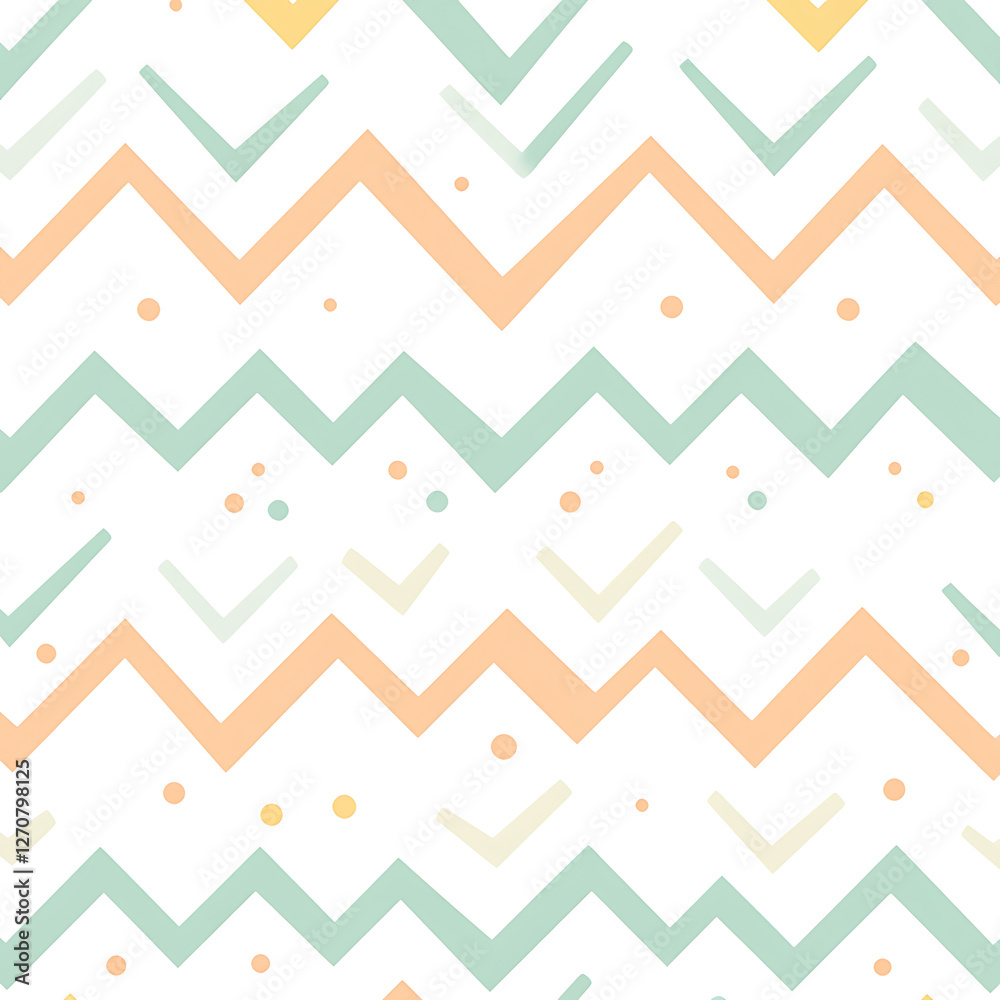 Poster pastel zigzag chevron pattern with soft colors and subtle texture for textile or background design