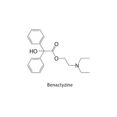 Benactyzine skeletal structure.Anticholinergic Drug compound schematic illustration. Simple diagram, chemical formula.
