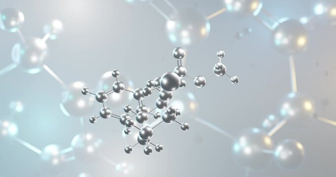 Dexmethylphenidate Hydrochloride rotating 3d molecule, molecular structure of synthetic sympathomimetic amine, seamless video