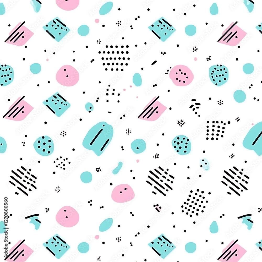 Poster playful abstract composition with polka dots squares and lines seamless pattern design element