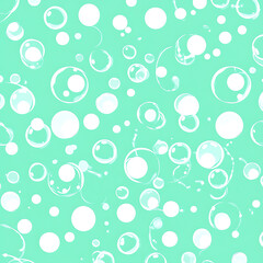 Playful White Bubbles Floating on a Refreshing Mint Green Background for a Fun Pattern Design