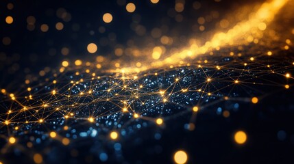 Fototapeta premium Global network connection, data flow, digital landscape, glowing nodes, abstract background, tech illustration (1)