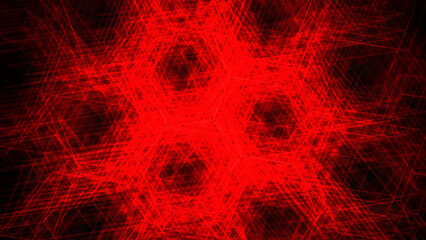 Red hexagonal background formed from lines. Generative AI.