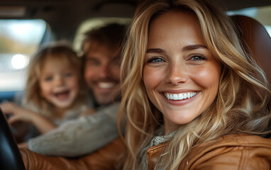 Obraz premium Joyful Family Road Trip: Togetherness on the Open Road