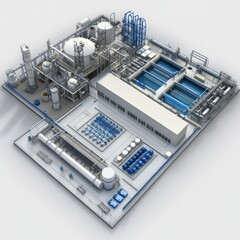 Fototapeta premium Industrial water treatment plant aerial view