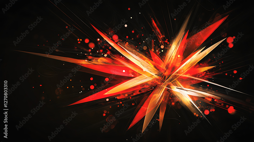 Wall mural Radiant Burst of Abstract Sharp Shapes in a Dynamic Geometric Composition on Black Background