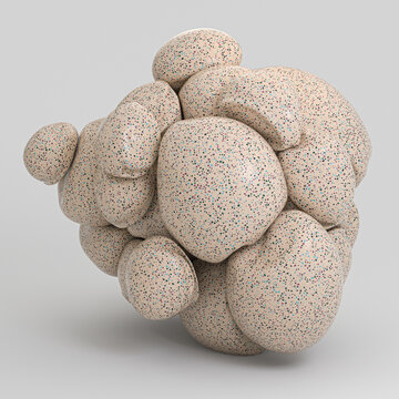 3D abstract sculpture with a speckled beige texture