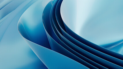 3D rendering of blue iridescent wavy layers