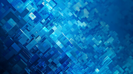 Abstract blue geometric shapes creating a digital landscape with a sense of depth and movement