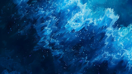 Fototapeta premium Abstract ocean wave pattern with vibrant blue hues and shimmering light effects in background