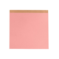 Fototapeta premium Pink sticky note with brown adhesive strip on top on transparent background