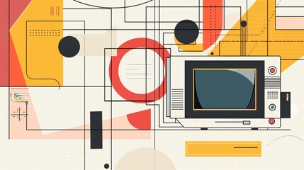 Vintage TV Appliance Vector Illustration