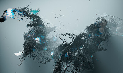 3D abstract underwater particles in a digital rendering