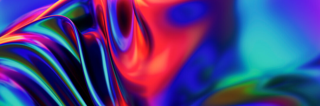 3D metallic neon wavy background with vibrant colors
