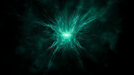Fototapeta premium Radiating Energy Burst of Teal Light and Mystic Nebula Streams Ethereal Abstraction Artwork