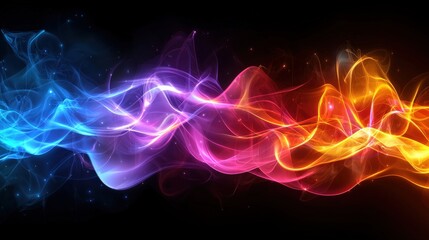 Fototapeta premium Abstract Background with Neon Organic Spectrum Effects Concept. Colorful Abstract Waves of Light Swirling in Dark Space Background