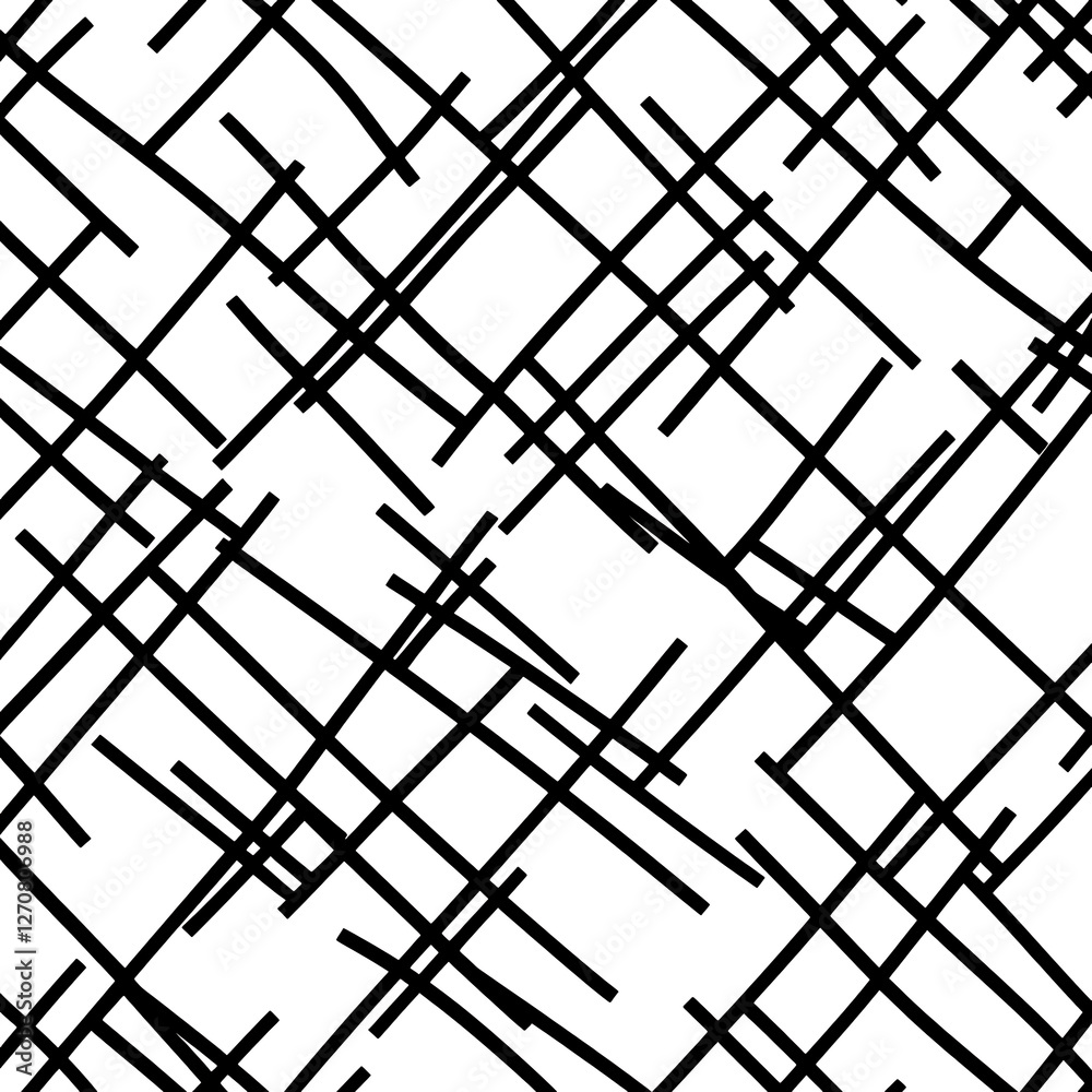 Poster randomly intersecting black lines on white backdrop abstract geometric pattern simple visual design