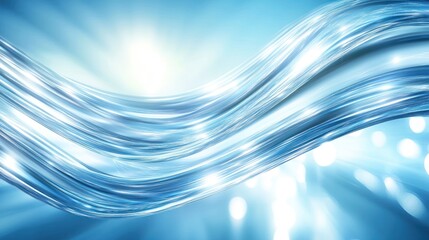 Obraz premium Abstract blue wave, light bokeh background, flowing design, website banner