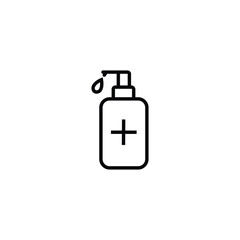 Antiseptic vector icon Hygiene Virus hand care. White shape silhouette sign. Washing hands, anti bacterial soap, use sanitary antiseptic. Flat design illustration