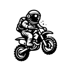 Obraz premium astronaut character logo design riding a motocross bike