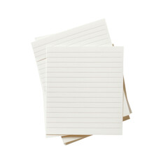 Blank lined papers stacked on a transparent background
