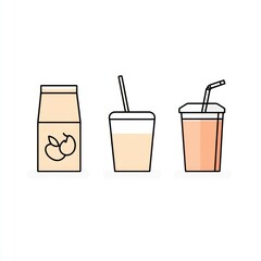 Drinks, snacks, takeaway, package, illustration, white background, menu design