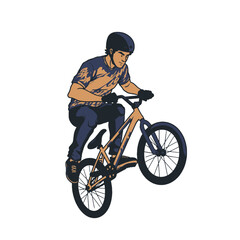 Naklejka premium Illustration of a Cyclist Performing a Stunt on a BMX Bicycle