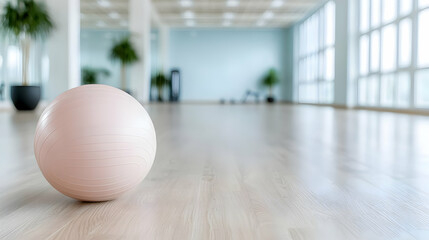 Pilates ball in bright gym studio