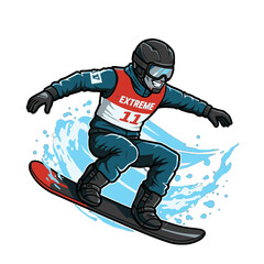 Snowboarding Action with Dynamic Pose and Splash Effect Artwork