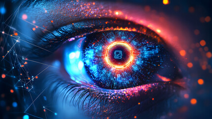 Futuristic Eye Technology Concept Digital Realm Visual Art Cyber Environment Close-up View High-Tech Digitality