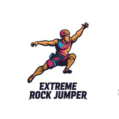 Extreme Rock Jumper Illustration: Dynamic Action Sports Concept Design