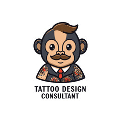 Charming Monkey Logo Featuring Tattoos for a Tattoo Design Consultant