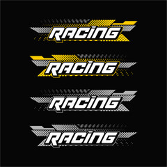 Collection of motorcycle and car stickers gradient racing graphic design with detailed dots