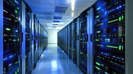 Obraz premium Server room data center network technology infrastructure (1)