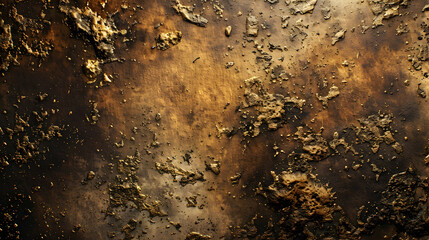 Textured surface with peeling paint and rust, showcasing a weathered appearance in warm tones
