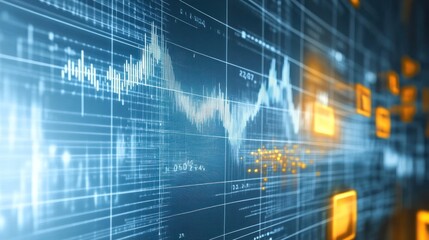 Obraz premium Data analysis screen, financial market trends, futuristic background, stock market visualization