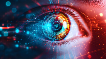 Fototapeta premium Digital Futuristic Eye Concept High-Tech Environment Visual Representation Modern Technology Close-Up View Innovation