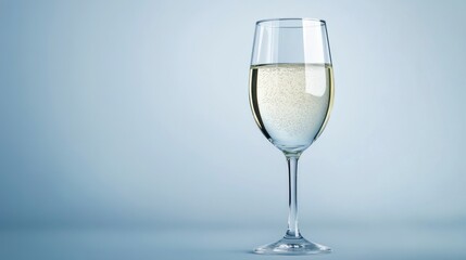 Elegant Glass of Sparkling Water Minimalist Design on a Soft Grey Background
