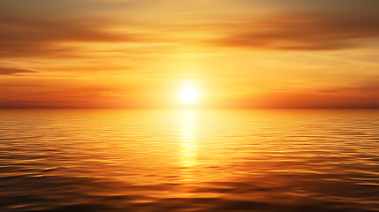 Fototapeta premium Serene Golden Ocean Sunset Reflecting Warm Sunlight Beautiful Horizon Landscape Dreamlike Atmosphere