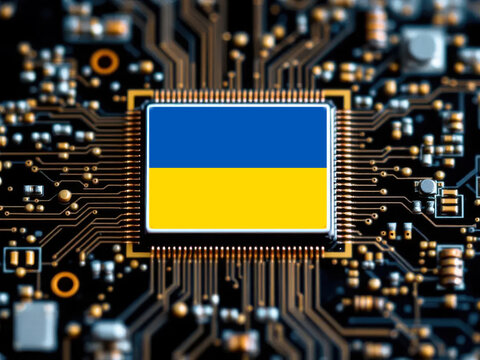 CPU with Russian flag concept