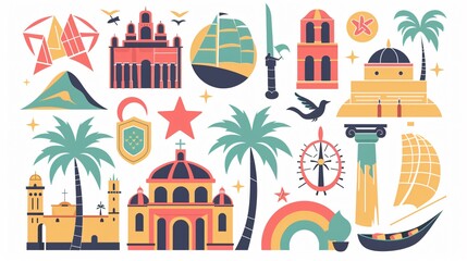Obraz premium Iconic Cultural Images Representing Puerto Rican Heritage