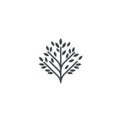 Minimalist Tree Logo Design Featuring Simplified Branch and Leaf Pattern