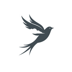 Flying Bird Silhouette Symbolizing Freedom and Grace in Minimalist Design